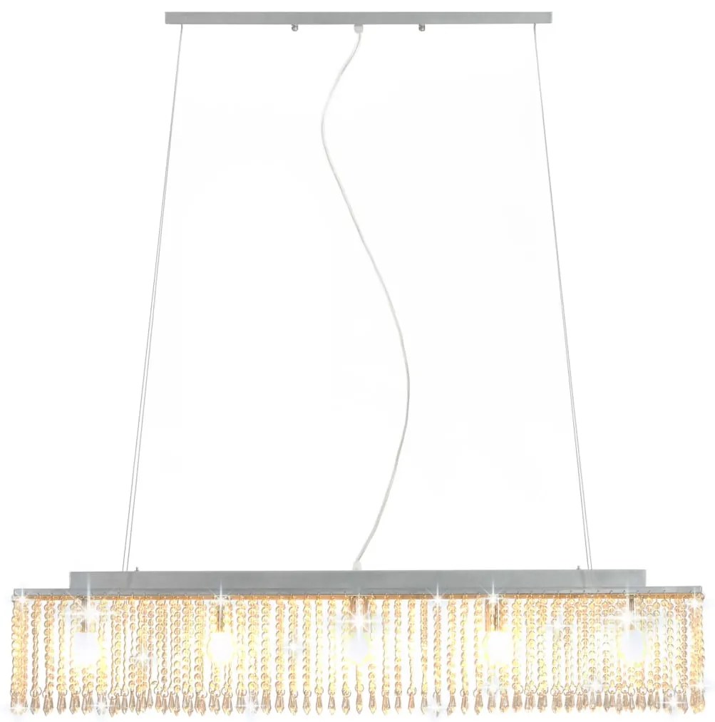 vidaXL Φωτιστικό Οροφής Ασημί με Κρυστάλλινες Χάντρες 104 εκ. Ε14