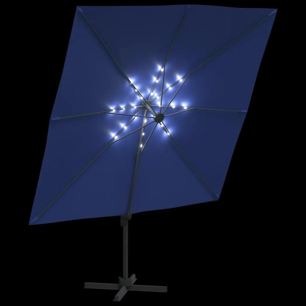 vidaXL Κρεμαστή Ομπρέλα με LED Αζούρ Μπλε 400 x 300 εκ.