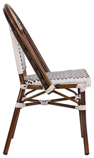 ΚΑΡΕΚΛΑ BISTRO ΑΛΟΥΜΙΝΙΟΥ BAMBOO LOOK ΜΕ ΛΕΥΚΟ-ΜΑΥΡΟ RATTAN HM5566.01 45x54x90Υεκ. (1 Τεμμάχια)