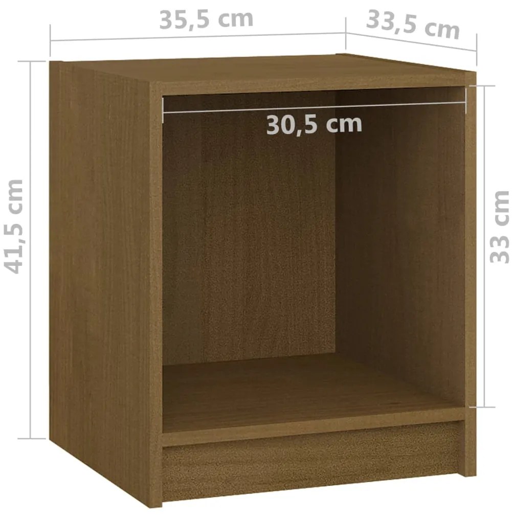 vidaXL Κομοδίνο Καφέ Μελί 35,5 x 33,5 x 41,5 εκ. από Μασίφ Ξύλο Πεύκου