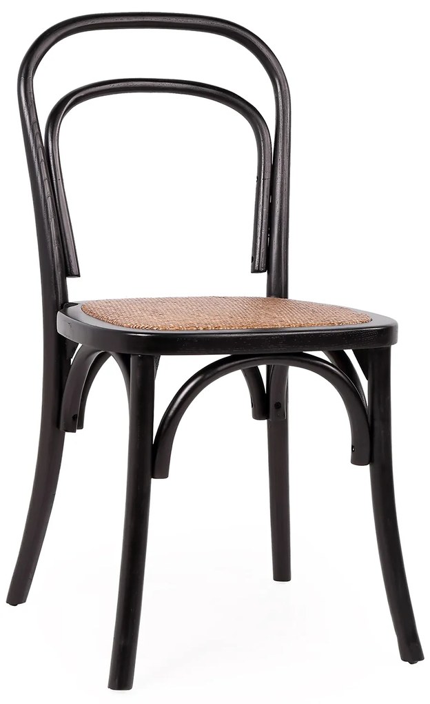 Καρέκλα Επαγγελματική ArteLibre LETO Μαύρο Ξύλο/Rattan 45x54x89cm-15320025