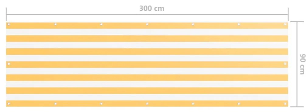 vidaXL Διαχωριστικό Βεράντας Λευκό/Κίτρινο 90 x 300 εκ. Ύφασμα Oxford