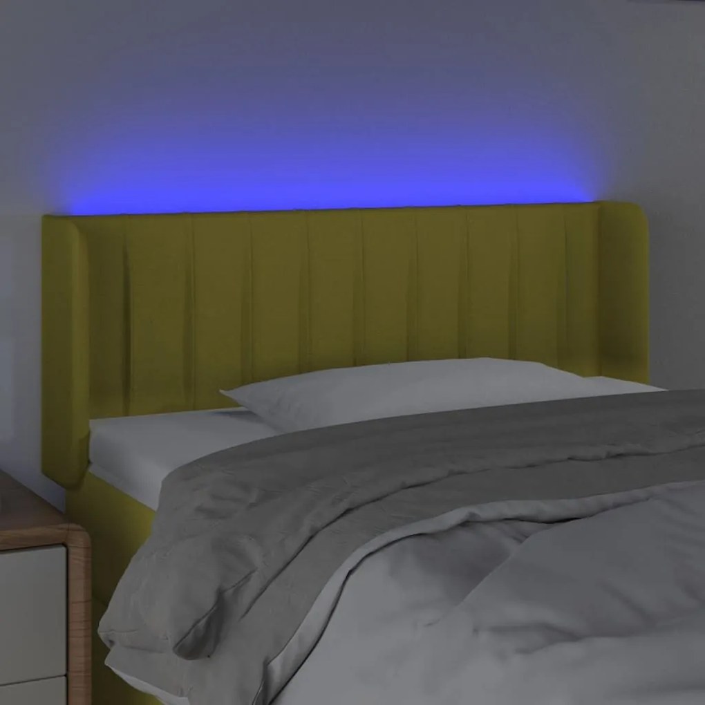 Κεφαλάρι Κρεβατιού LED Πράσινο 103x16x78/88 εκ. Υφασμάτινο - Πράσινο