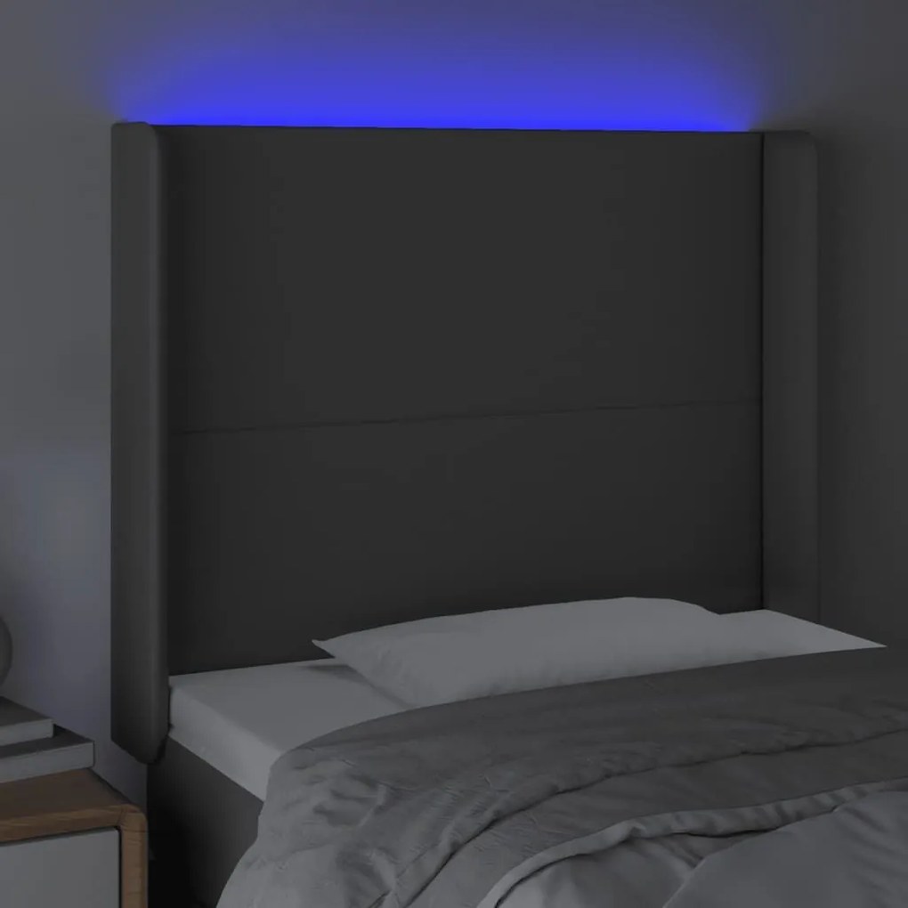 Κεφαλάρι Κρεβατιού LED Γκρι 93x16x118/128 εκ. Συνθετ. Δέρμα - Γκρι
