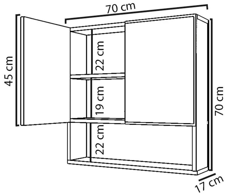 Καθρέπτης μπάνιου Zante pakoworld λευκό 70x17x70εκ - 120-000288 - 120-000288