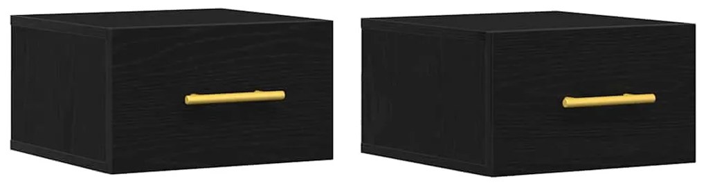 vidaXL Κομοδίνο 2 pcs Μαύρη δρυς 35 x 35 x 20 εκ Επεξεργασμένο ξύλο