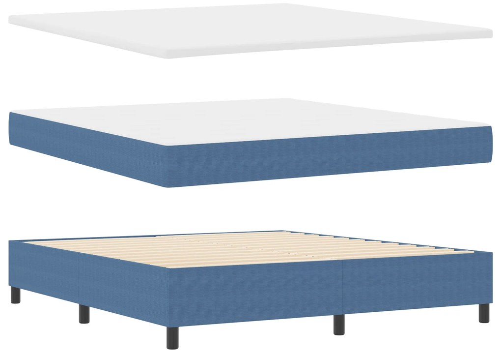 vidaXL Κρεβάτι με ελατήρια Μπλέ, Λευκό 203 x 180 x 60 εκ. Βελούδο