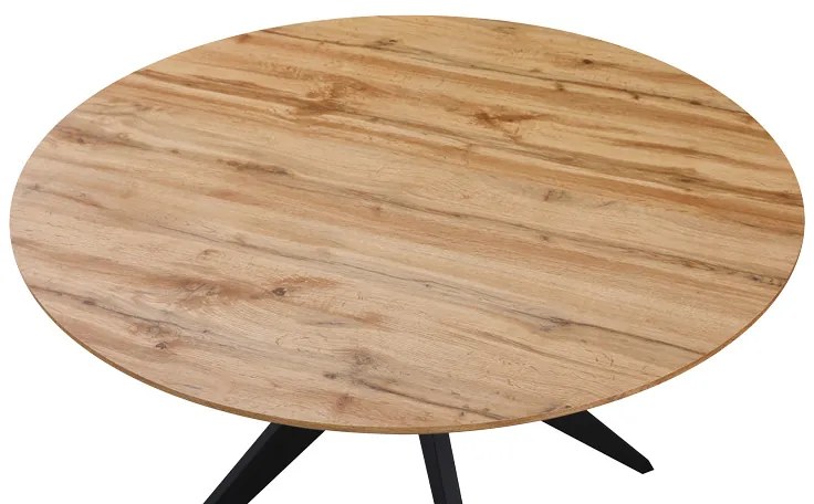 Τραπέζι Toda pakoworld mdf σε sonoma απόχρωση με μαύρα μεταλλικά πόδια Φ120x75εκ (1 τεμάχια)