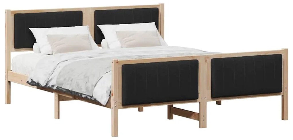 vidaXL Σκελετός Κρεβατιού με κεφαλάρι Καφέ και μαύρο 150 x 200 cm