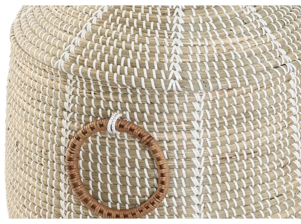 Σετ Καλαθιών Home ESPRIT Λευκό Φυσικό Θαλασσινό γρασίδι (2 Τεμάχια)