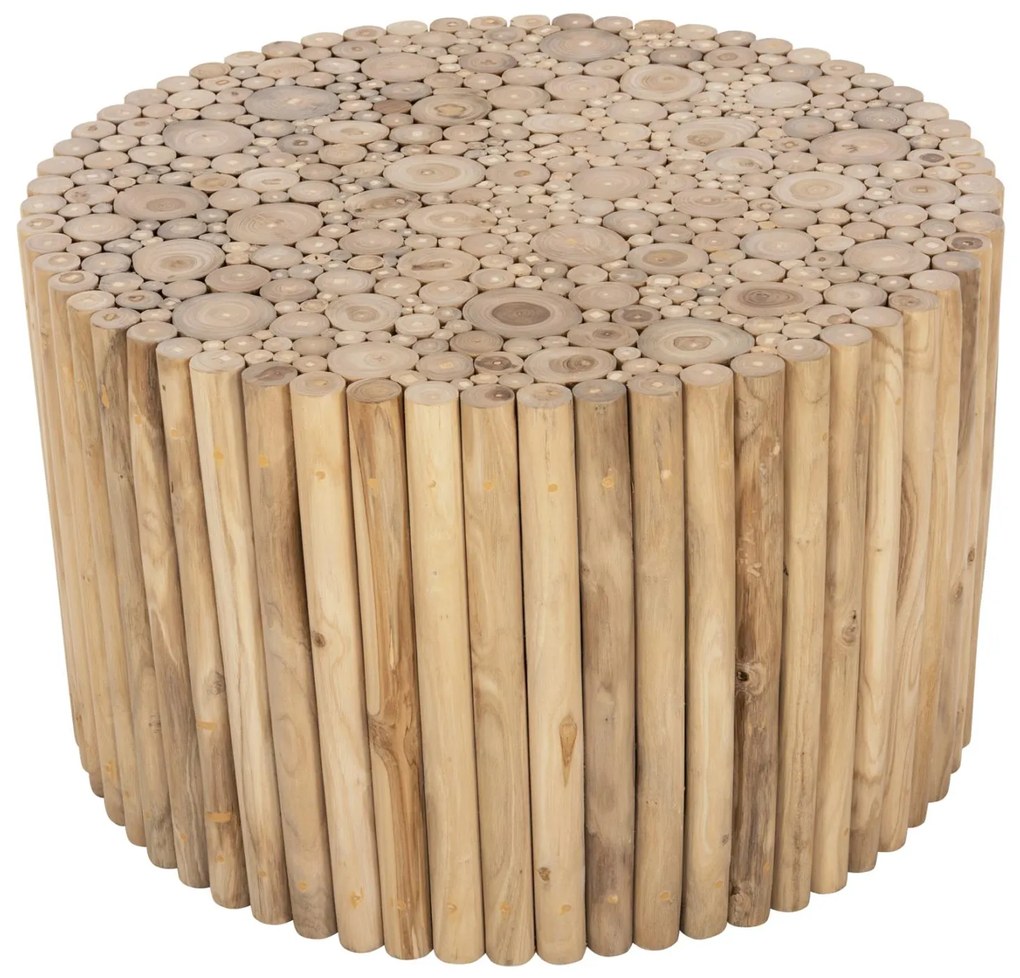 Τραπεζάκι σαλονιού COOTER C9863 Στρόγγυλο Κλαδιά TEAK Φυσικό Φ80x50Υεκ. 80x80x50 εκ.