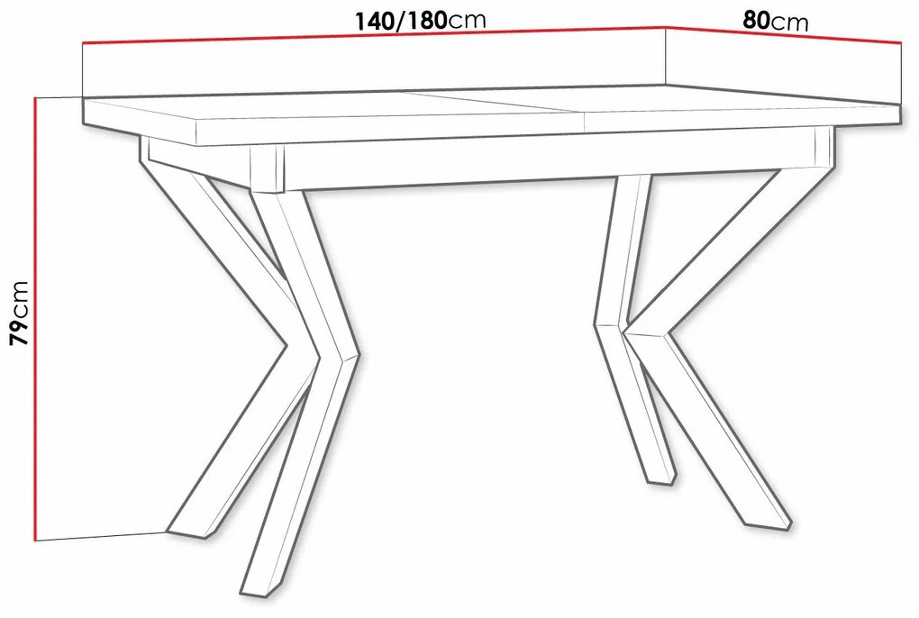 Τραπέζι Victorville 328, Artisan βελανιδιά, Μαύρο, 79x80x140cm, 38 kg, Επιμήκυνση, Πλαστικοποιημένη μοριοσανίδα, Μέταλλο | Epipla1.gr