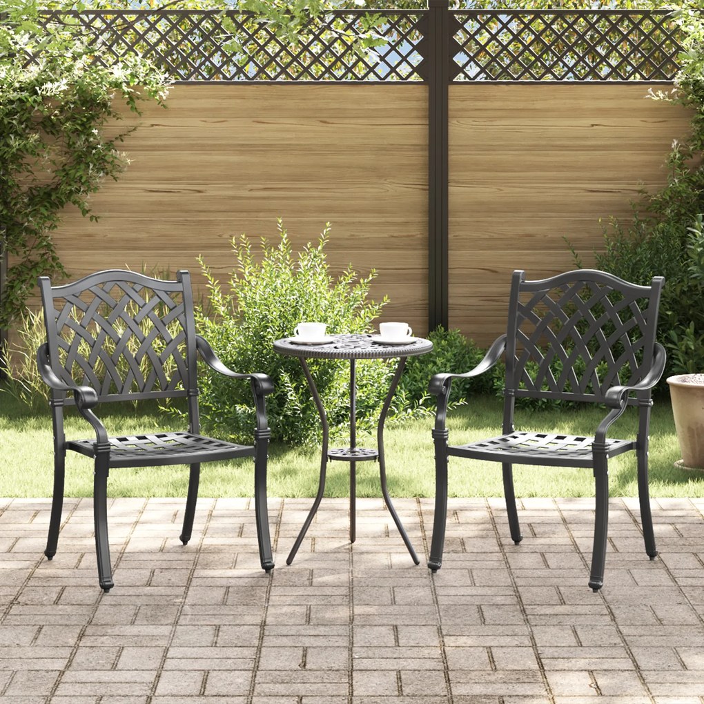 vidaXL Καρέκλα Κήπου 2 pcs Μαύρο 55 x 56.5 x 91εκ Αλουμίνιο