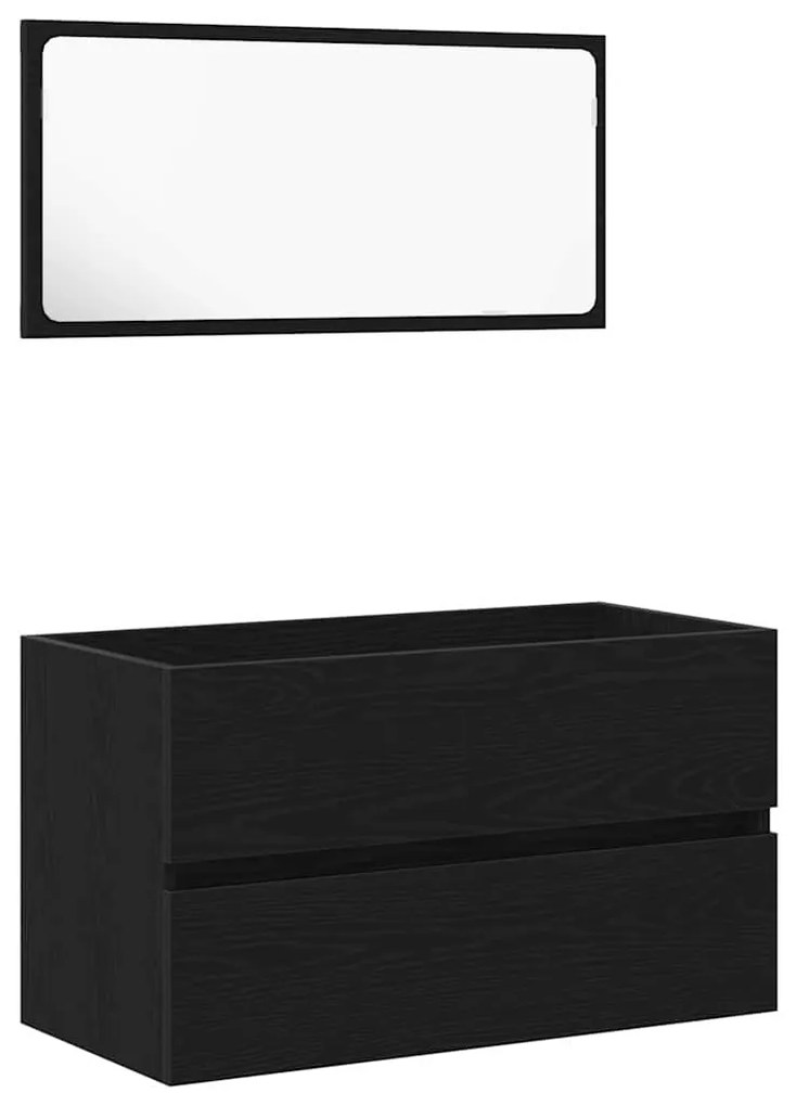 vidaXL Σετ Επίπλων Μπάνιου 2 pcs Μαύρη Οξυά 80 x 38.5 x 45 cm