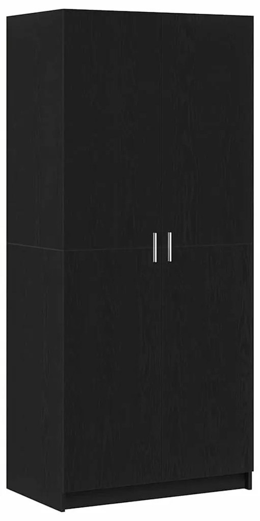 vidaXL Ντουλάπι με πόρτα Μαύρο 80 x 51 x 180 εκ Επεξεργασμένο ξύλο