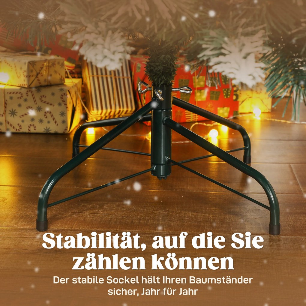 HOMCOM Τεχνητό χριστουγεννιάτικο δέντρο 180 εκ. τεχνητό πεύκο με χιόνι, 1000 μύτες 34 κουκουνάρια φαρδιά βάση