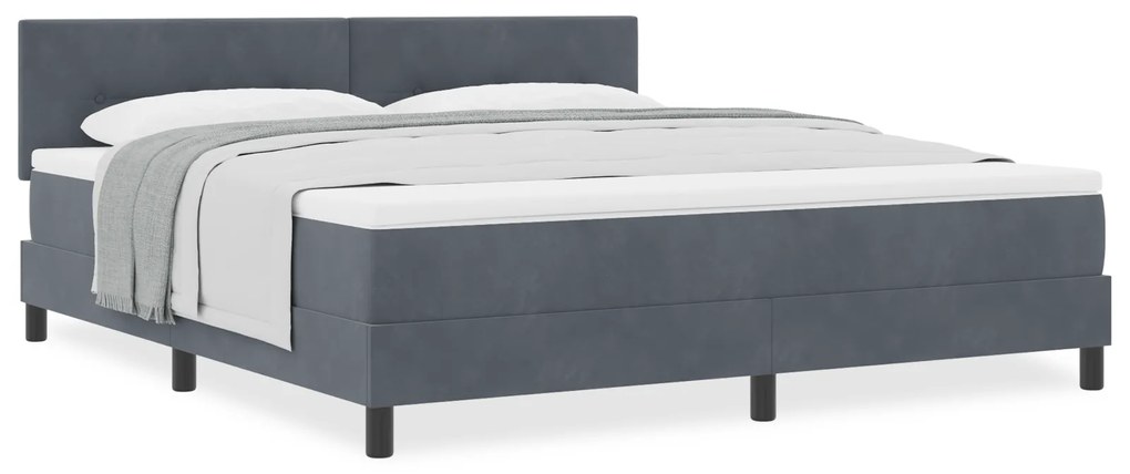 vidaXL κρεβάτι Box Spring με στρώμα Σκούρο Γκρι Super King Βελούδο