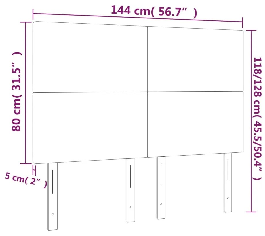 Κεφαλάρι Κρεβατιού LED Σκούρο Γκρι 144x5x118/128εκ. Υφασμάτινο 3122143