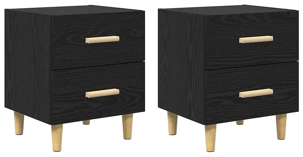 vidaXL Ντουλάπι κρεβατιού 2 pcs Μαύρη δρυς 40 x 35 x 47.5 εκ