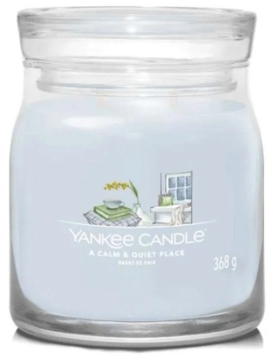 Αρωματικό Κερί A Calm &amp; Quiet Place Medium 1701384E 9,3x11,4cm Light Blue Yankee Candle Wax,Glass