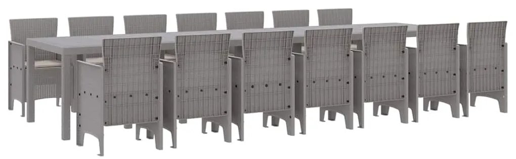 vidaXL Σέτ φαγητού για κήπο 15 pcs Ανοιχτό γκρι Rattan Polt