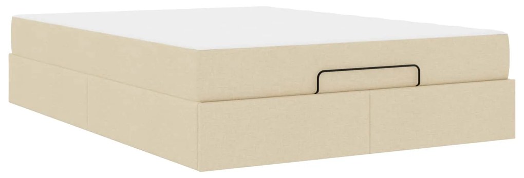 Σκελετός κρεβατιού με στρώμα με στρώμα 2 pcs Κρεμ ύφασμα