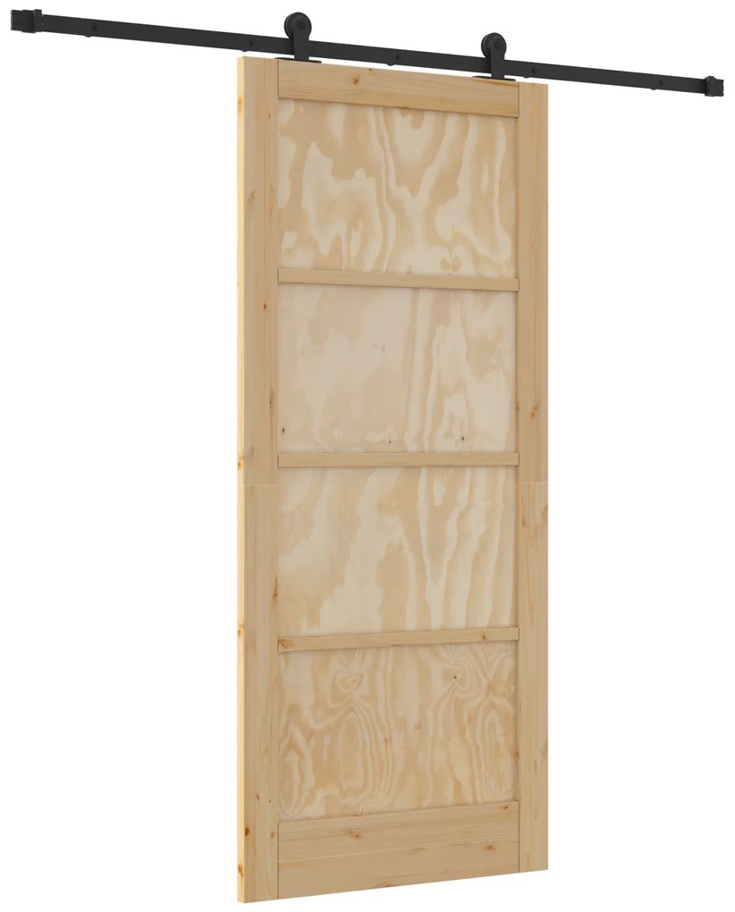 vidaXL Γυάλινη Πόρτα με Σετ Υλικών 86x198.5 εκ. Μασίφ Ξύλο Πεύκου