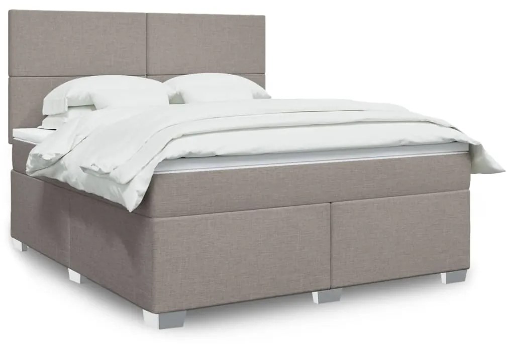 vidaXL Κρεβάτι Boxspring με Στρώμα Taupe 180x200 εκ. Υφασμάτινο