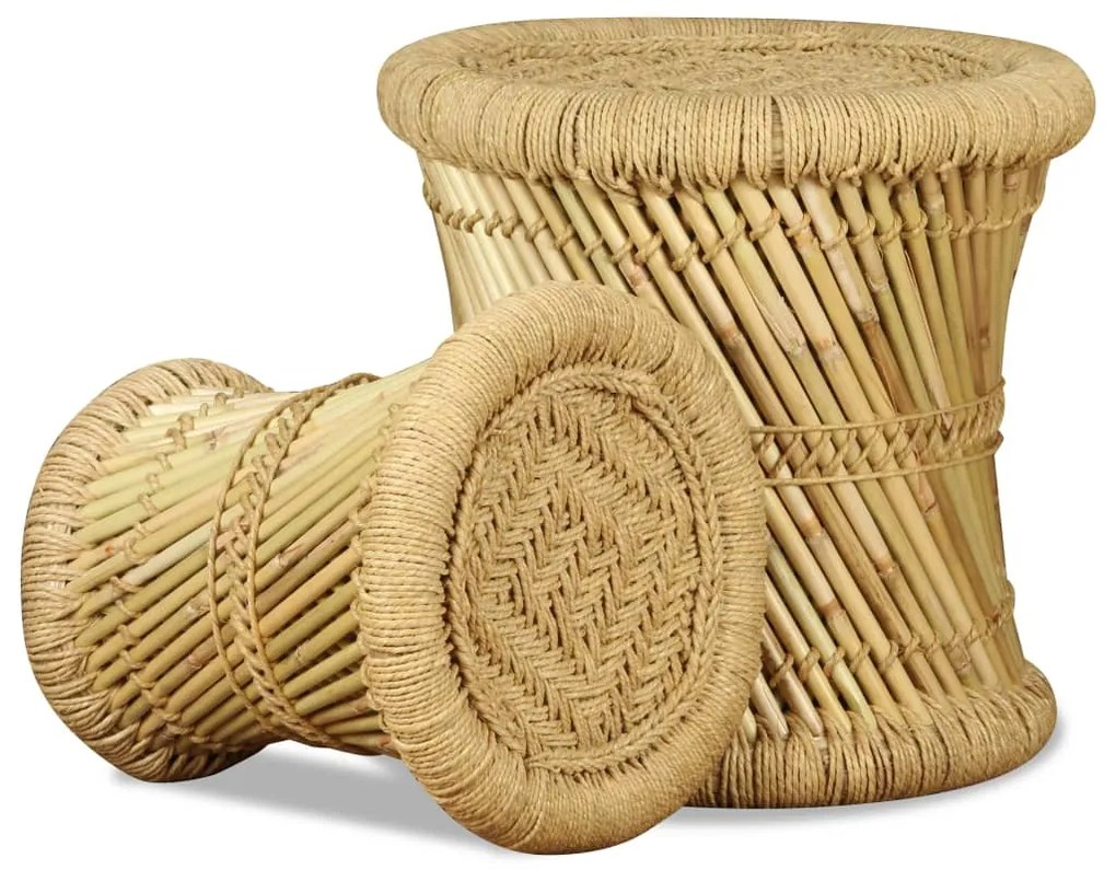 vidaXL Σκαμπό 2 τεμ. από Μπαμπού και Γιούτα