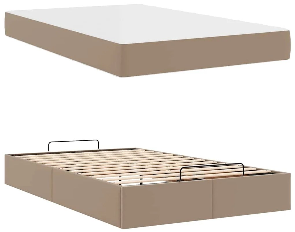 vidaXL Σκελετός κρεβατιού με στρώμα με στρώμα 2 pcs Ώχρα PVC