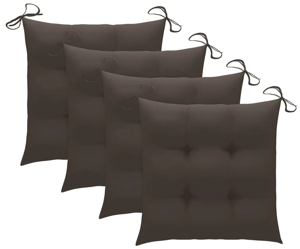 vidaXL Καρέκλες Κήπου Πτυσσόμενες 4 τεμ. Μασίφ Ξύλο Teak με Μαξιλάρια