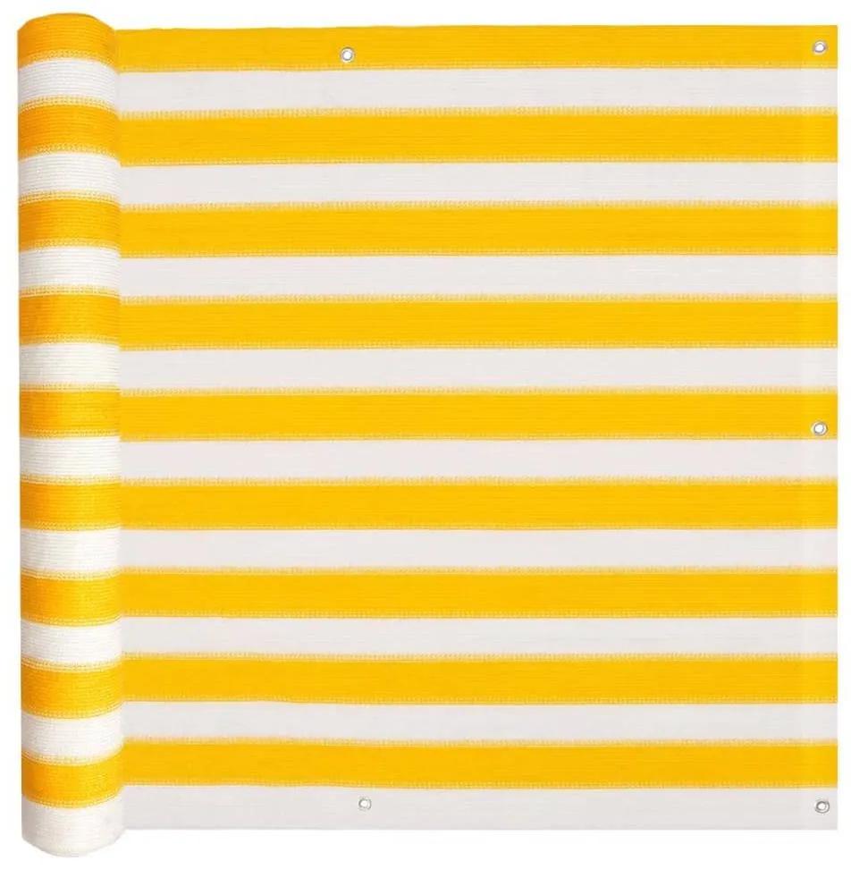 Διαχωριστικό Βεράντας Κίτρινο και Λευκό 75 x 600 εκ. από HDPE - Πολύχρωμο