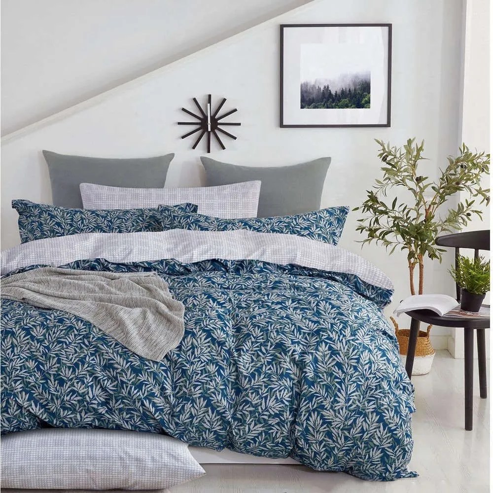 Κουβερλί Σετ 3Τμχ 1329 Blue-Grey Homeline Υπέρδιπλo 225x240cm 100% Cotton Satin