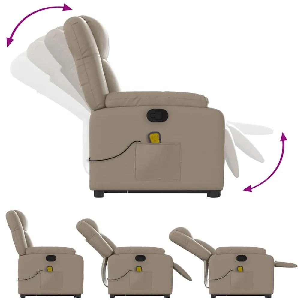 vidaXL Πολυθρόνα Μασάζ Ανακλινόμενη με Ανύψωση Καπουτσίνο Συνθ. Δέρμα