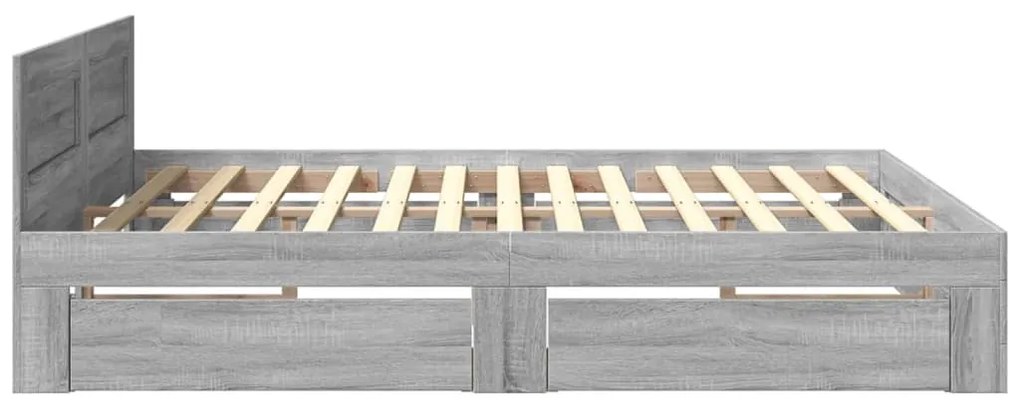 vidaXL Πλαίσιο Κρεβατιού με Κεφαλάρι Γκρι Sonoma 180x200εκ. Επεξ. Ξύλο