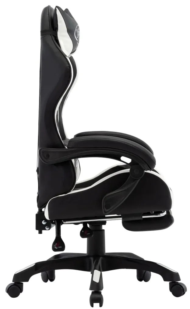vidaXL Καρέκλα Racing με Υποπόδιο Λευκή/Μαύρη από Συνθετικό Δέρμα