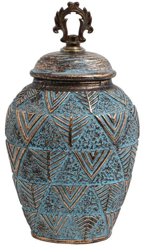 Βάζο 818684 373-121-636 20x17x34cm Turquoise-Gold Κεραμικό