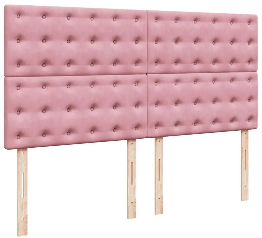 vidaXL Κρεβάτι Boxspring με Στρώμα Ροζ 200x200 εκ. Βελούδινο