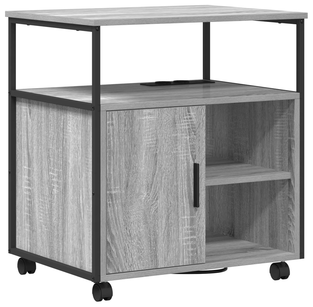 vidaXL Γραφείο Ντουλάπι με τροχούς Γκρι sonoma 60 x 46 x 67 εκ.