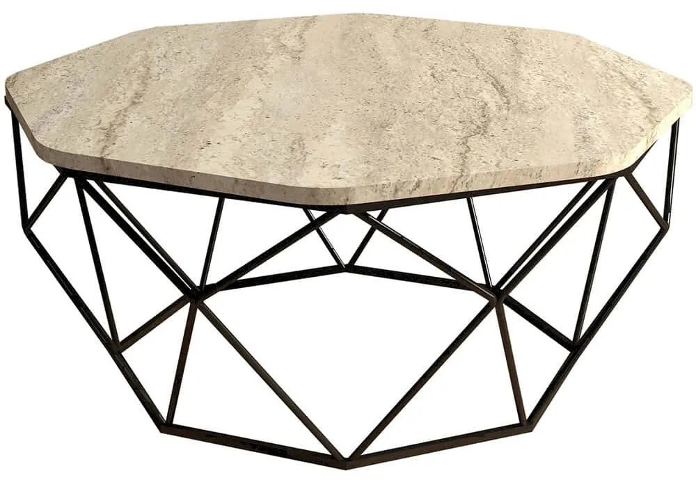 Τραπέζι Σαλονιού Diamond 845HCT5600 90x90x38cm Travertine Beige