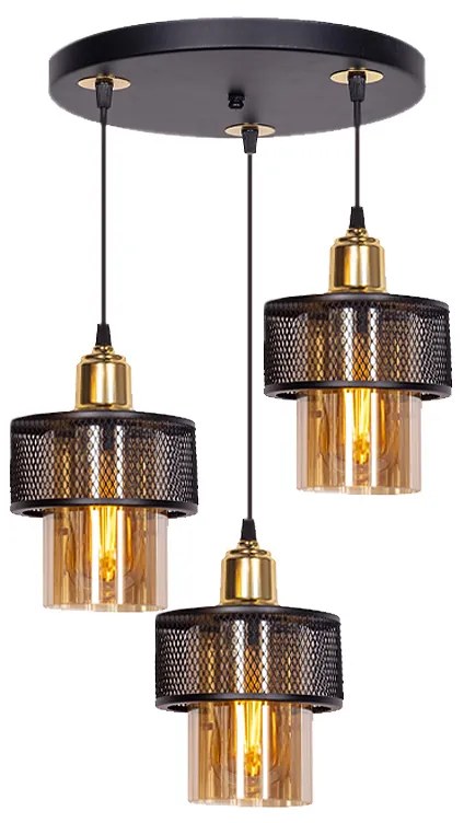 Φωτιστικό οροφής Caroline Megapap E27 μεταλλικό τρίφωτο χρώμα μαύρο/χρυσό 30x30x70εκ. - GP036-0010,1 - GP036-0010,1