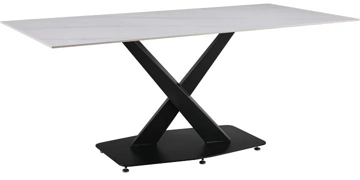 Τραπέζι Tafel pakoworld Sintered stone λευκό με μεταλλικά πόδια σε μαύρη απόχρωση 180x90x76εκ
