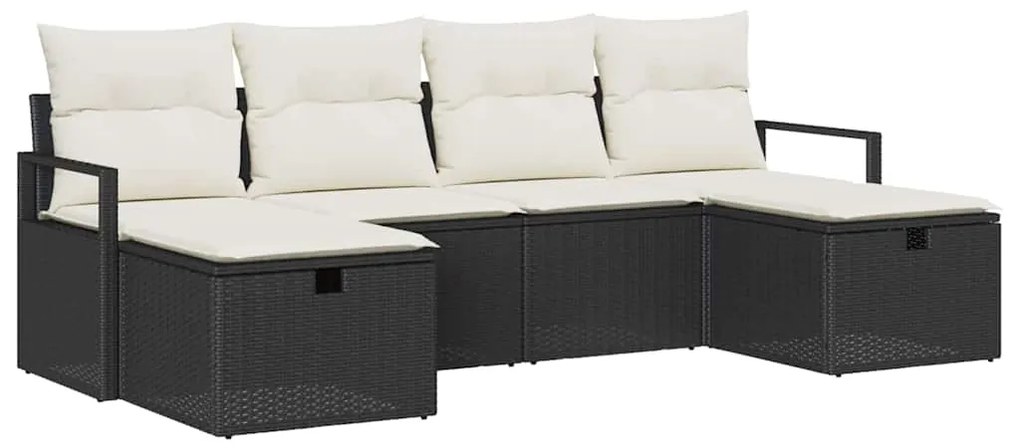 vidaXL Σετ Καναπέ Κήπου 6 pcs Μαύρο και κρεμ 230 x 117 x 85 εκ.