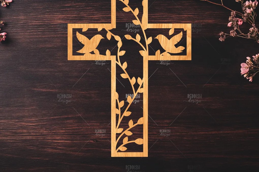 Σετ των 2 Intra απο ξύλο plywood 3mm-4mm πάχος Christian Cross Silhouette, Δίασταση 15x15 cm INTRAFABR-119063482