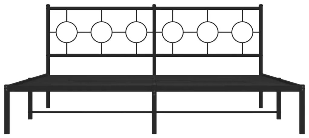 vidaXL Πλαίσιο Κρεβατιού με Κεφαλάρι Μαύρο 183 x 213 εκ. Μεταλλικό