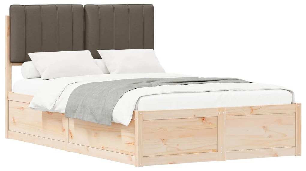 vidaXL Σκελετός Κρεβατιού με Επενδεδυμένο Κεφαλάρι Taupe 120 x 200 cm