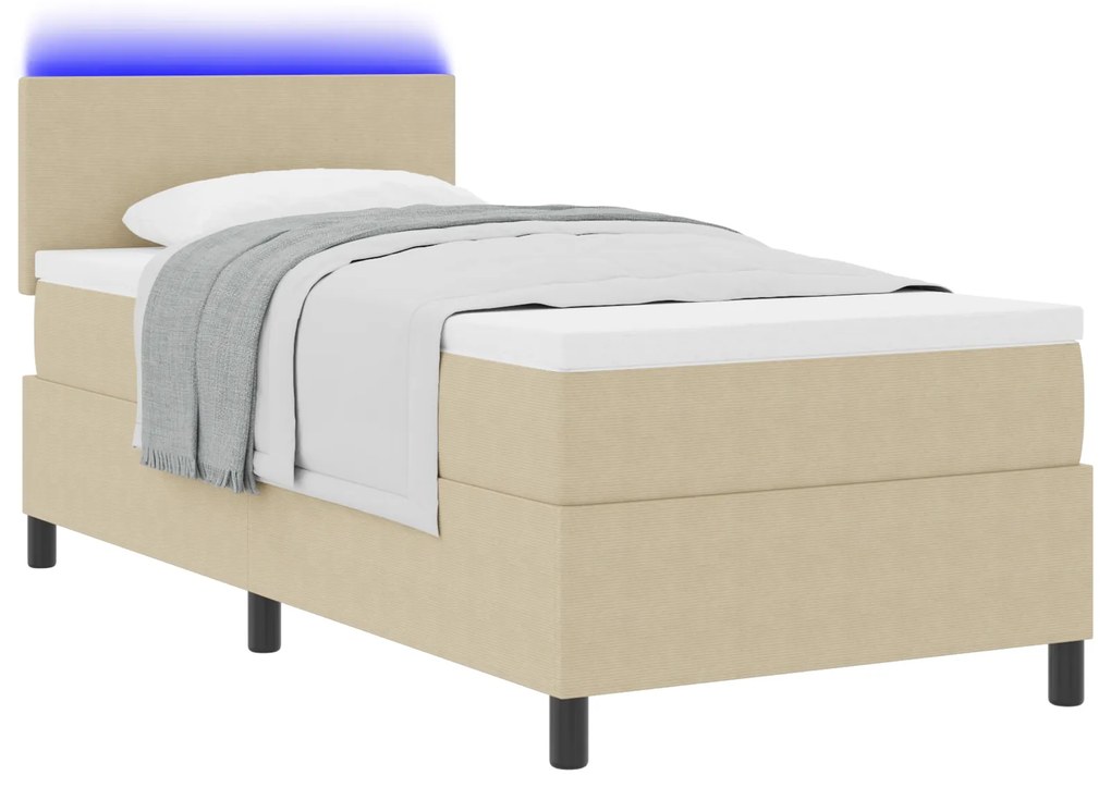 vidaXL Κρεβάτι με ελατήριο με Στρώμα & LED Φως Πράσινο Γκρι Μονό Βελουτέ Ύφασμα