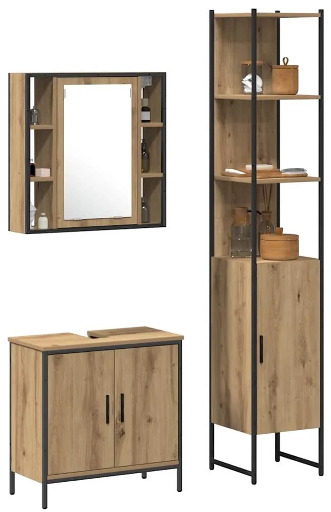 vidaXL Μονάδες Νιπτήρα Μπάνιου με ράφι Καφέ 33 x 33 x 185.5 εκ