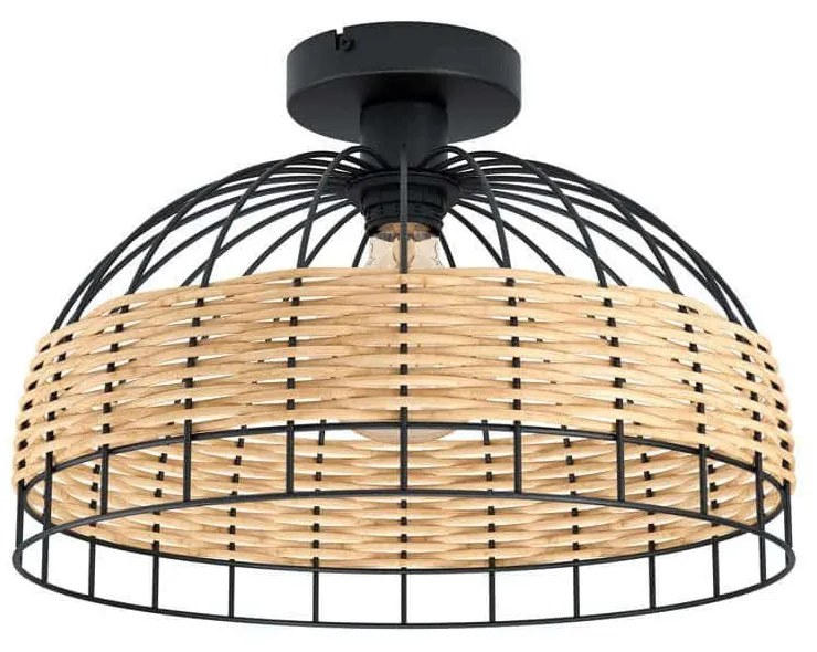 Φωτιστικό Οροφής-Πλαφονιέρα 'Anwick' 43398 Natural-Black Eglo Rattan, Μέταλλο