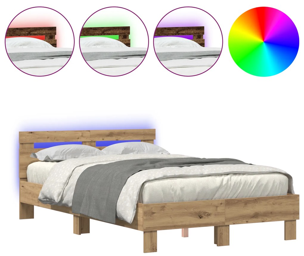 vidaXL Σκελετός Κρεβατιού artisan δρυς 120 x 200 cm Επεξεργασμένο ξύλο
